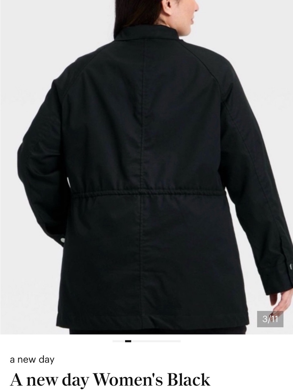 A new day Women's BlackDrawstring Waist Parka Jacket small NWT - Picture 4 of 10